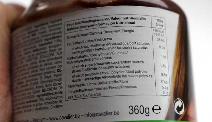 Valeurs nutritionnelles de la pate à tartiner Cavalier - Nutella light